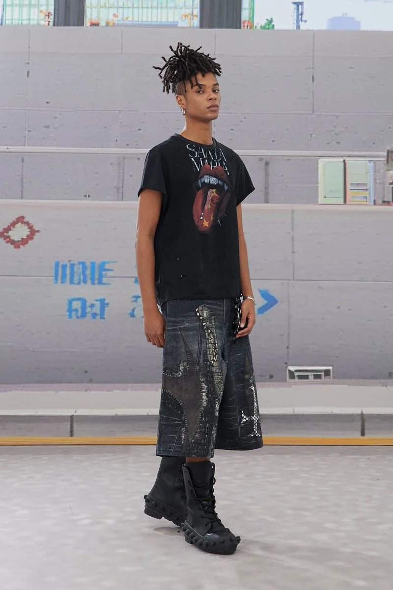 CROC CROSS BERMUDA DENIM SHORTS