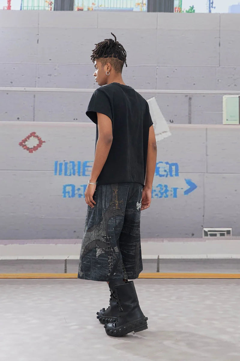 CROC CROSS BERMUDA DENIM SHORTS