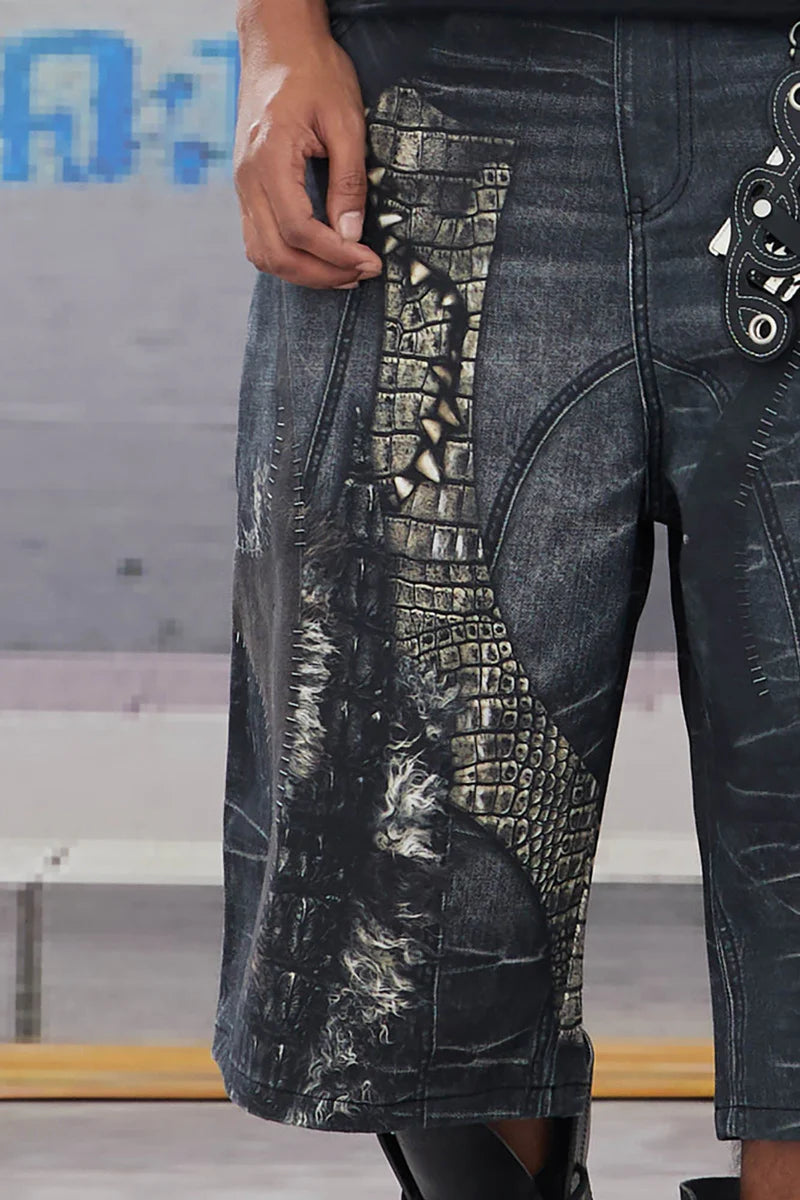 CROC CROSS BERMUDA DENIM SHORTS