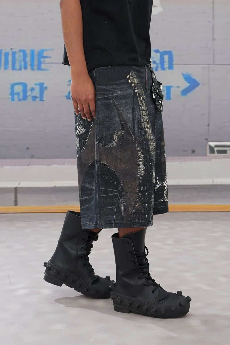 CROC CROSS BERMUDA DENIM SHORTS