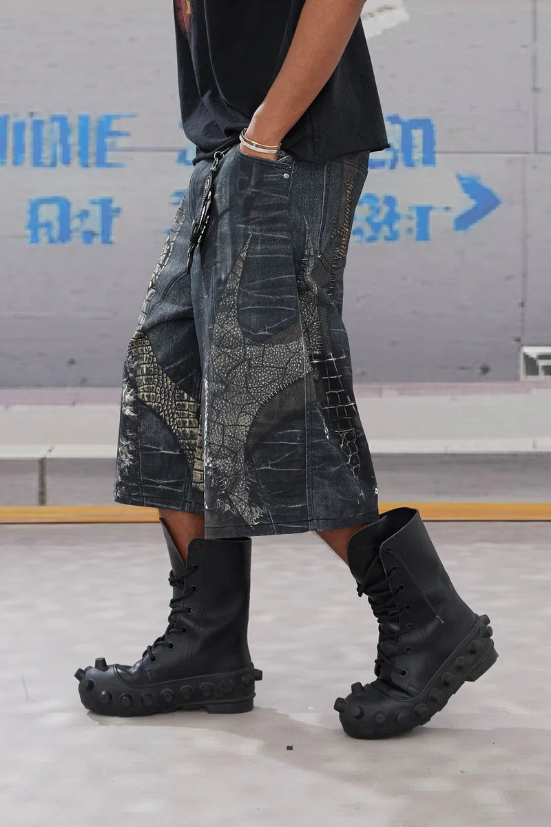 CROC CROSS BERMUDA DENIM SHORTS