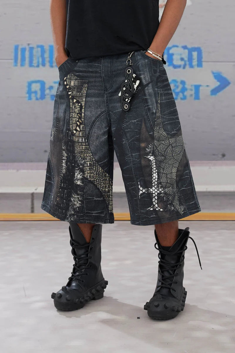 CROC CROSS BERMUDA DENIM SHORTS