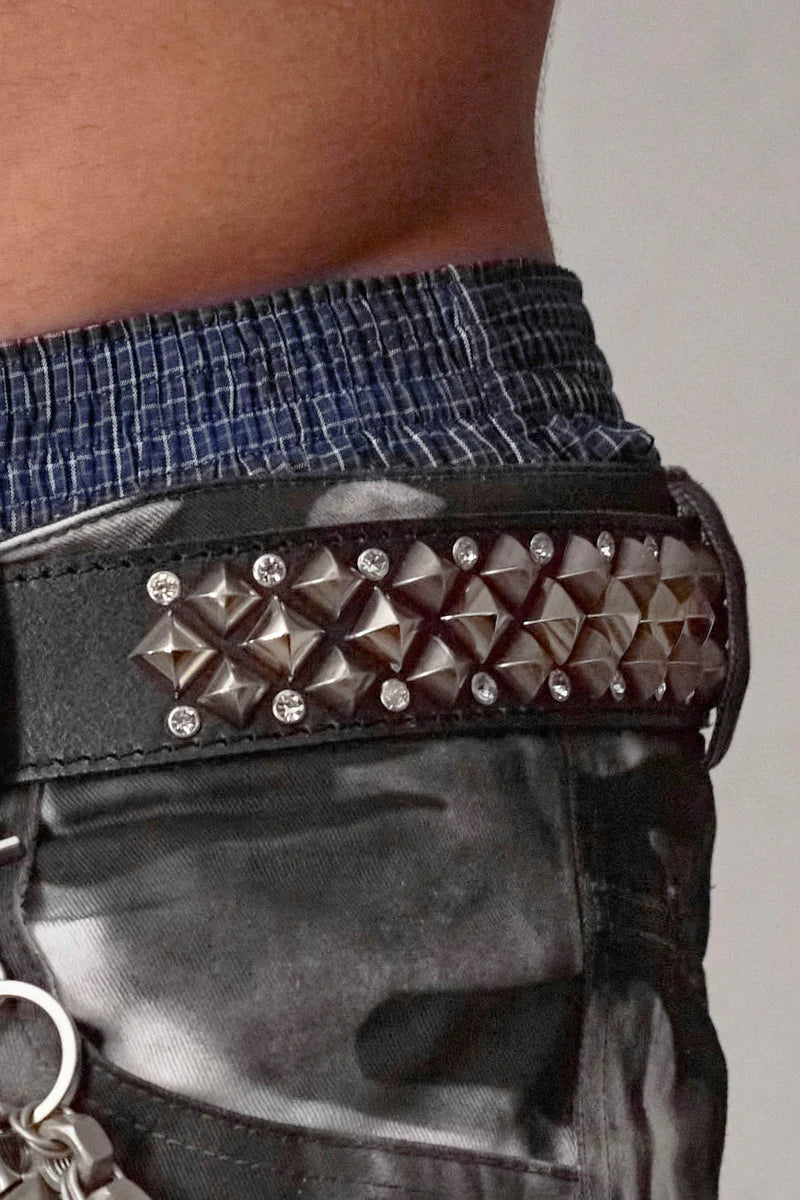 HIGHEND RHINESTONES BACKLE LEATHER BELT