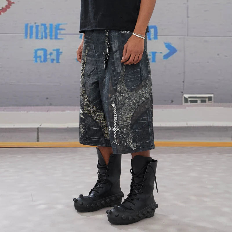 CROC CROSS BERMUDA DENIM SHORTS