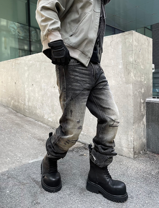 RUGGED DAMAGE DENIM PANTS
