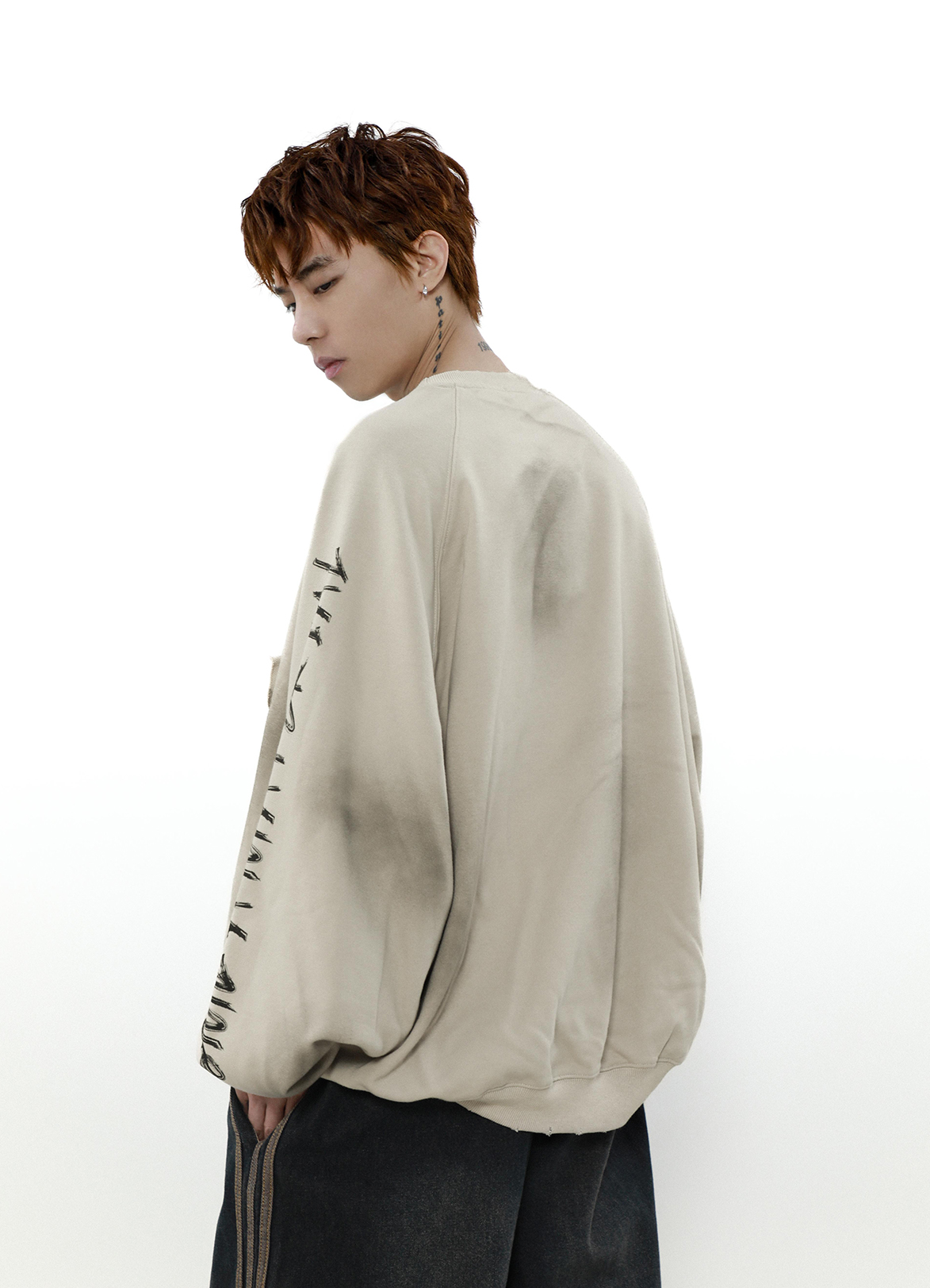 ACID WASHED INITIAL SWEATER