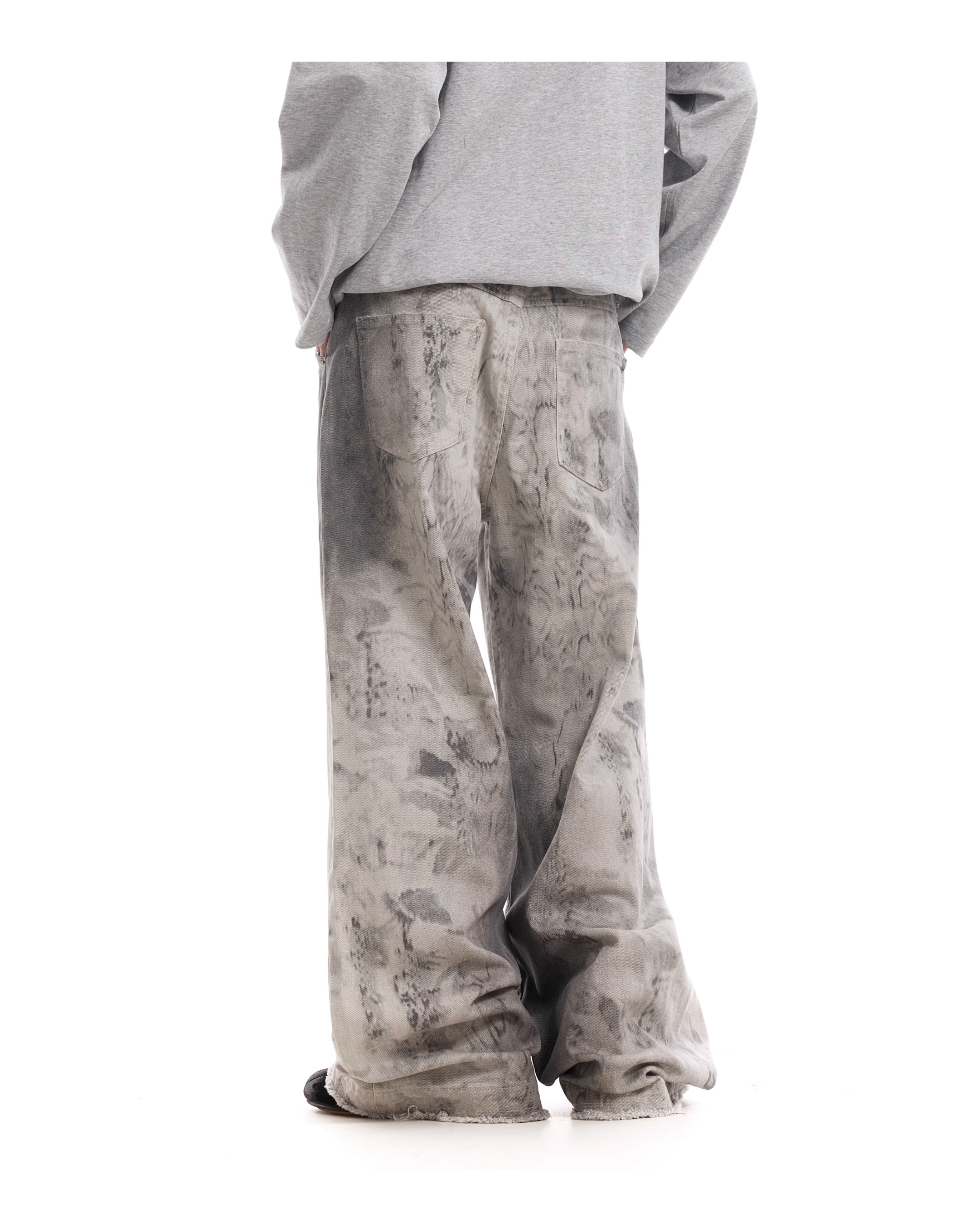 WASHED DISTRESSED BOOTCUT PANTS