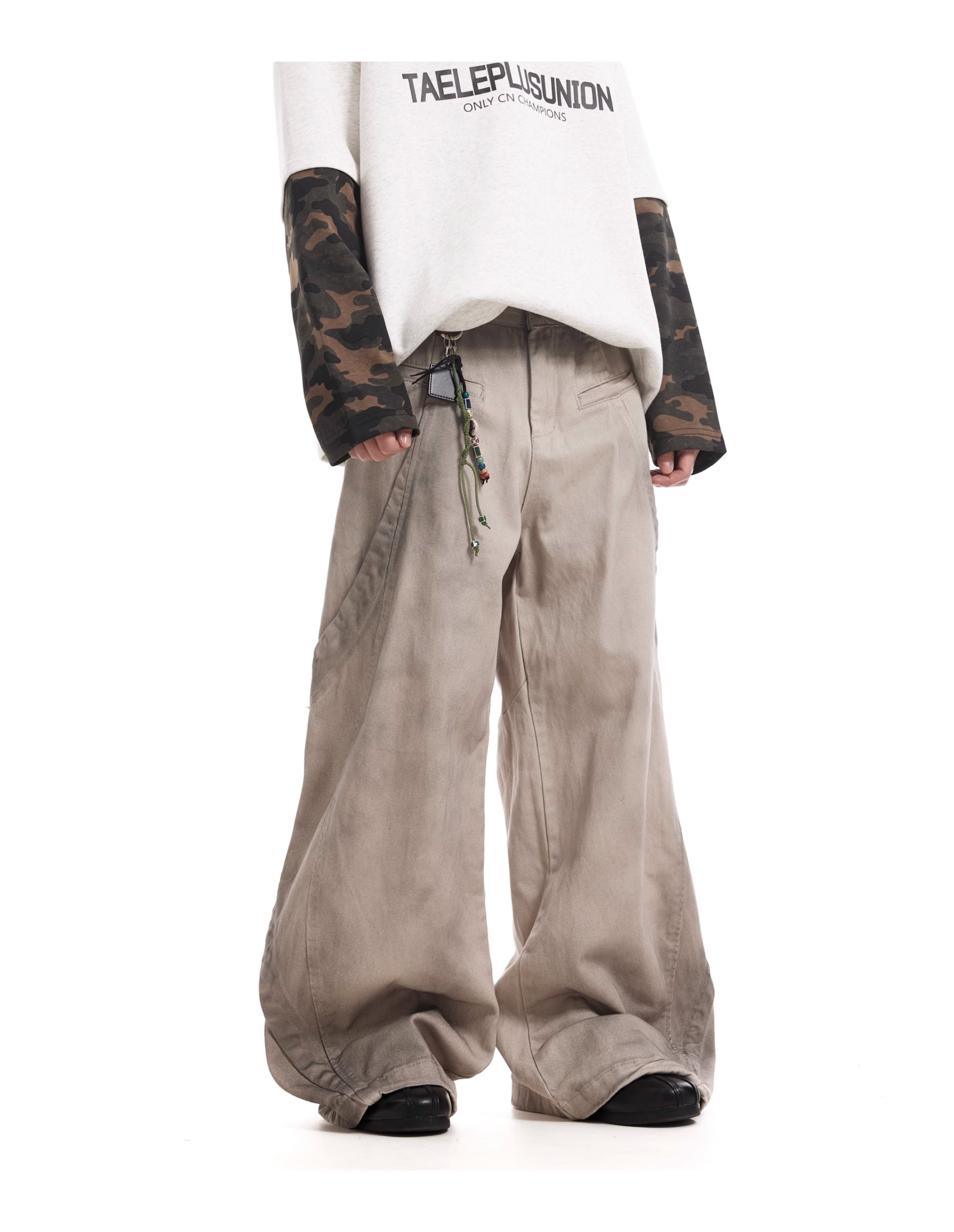 WASHED DECON WIDE DENIM PANTS