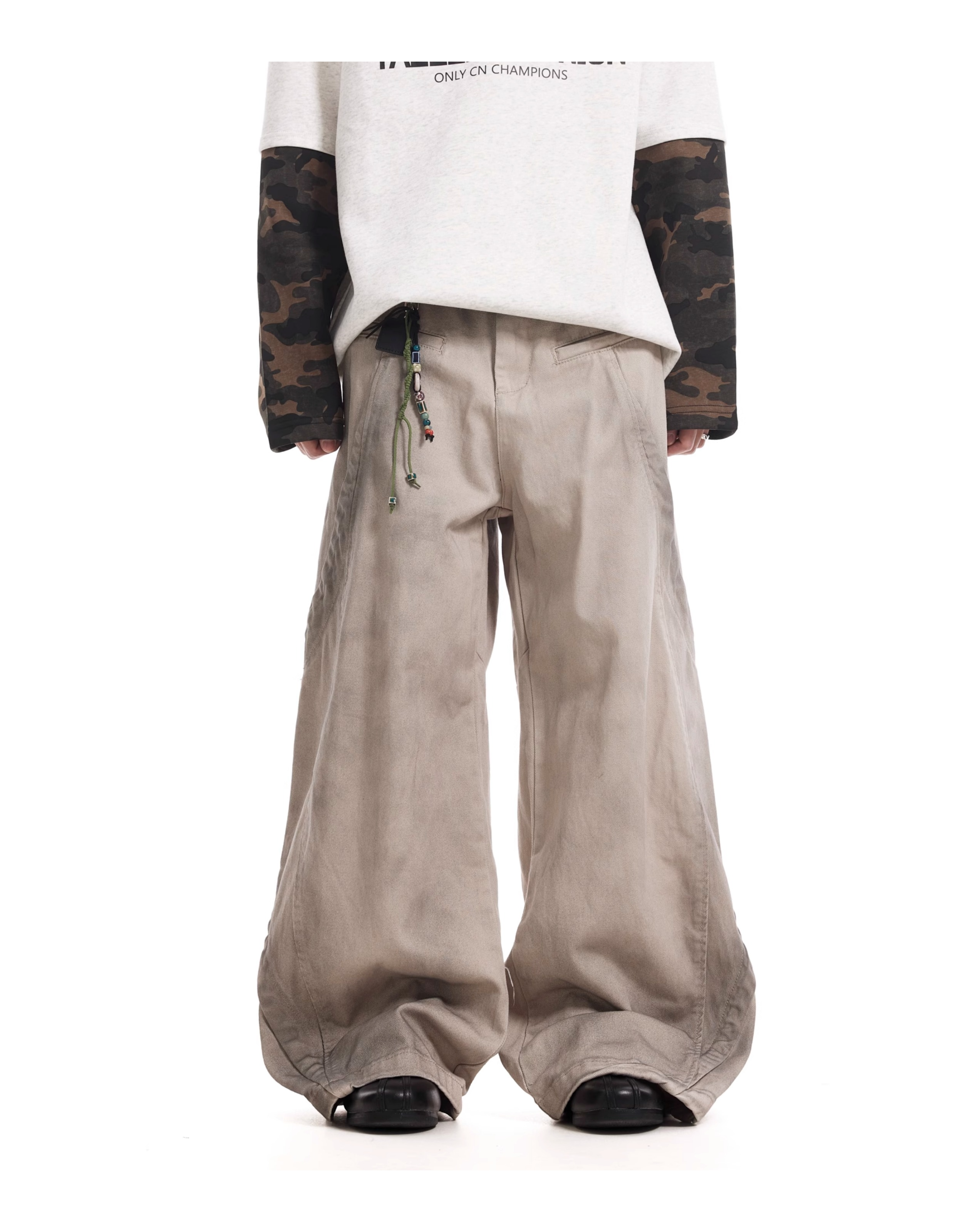 WASHED DECON WIDE DENIM PANTS