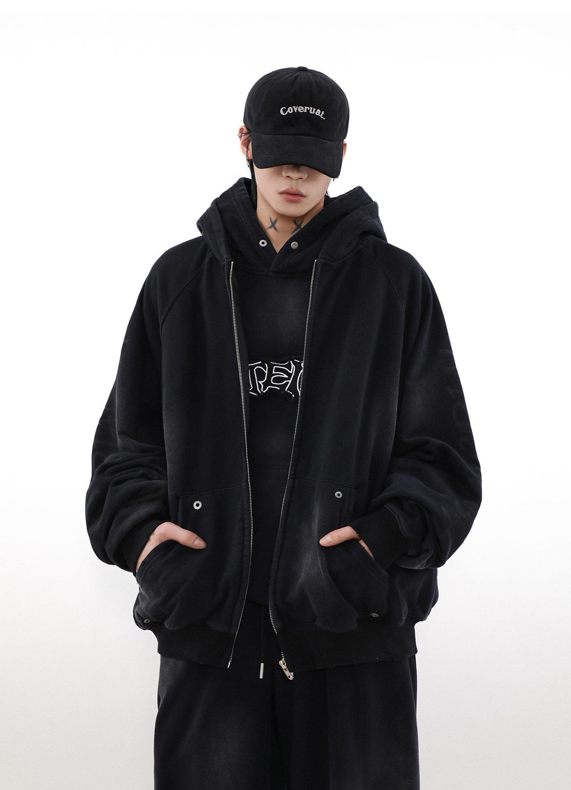 ACID WASHED ZIP HOODIE