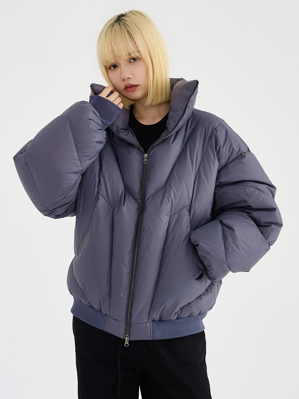 HIGH NECK CROPPED PUFFER JACKET