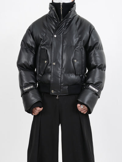 LEATHER DOUBLE PUFFER JACKET