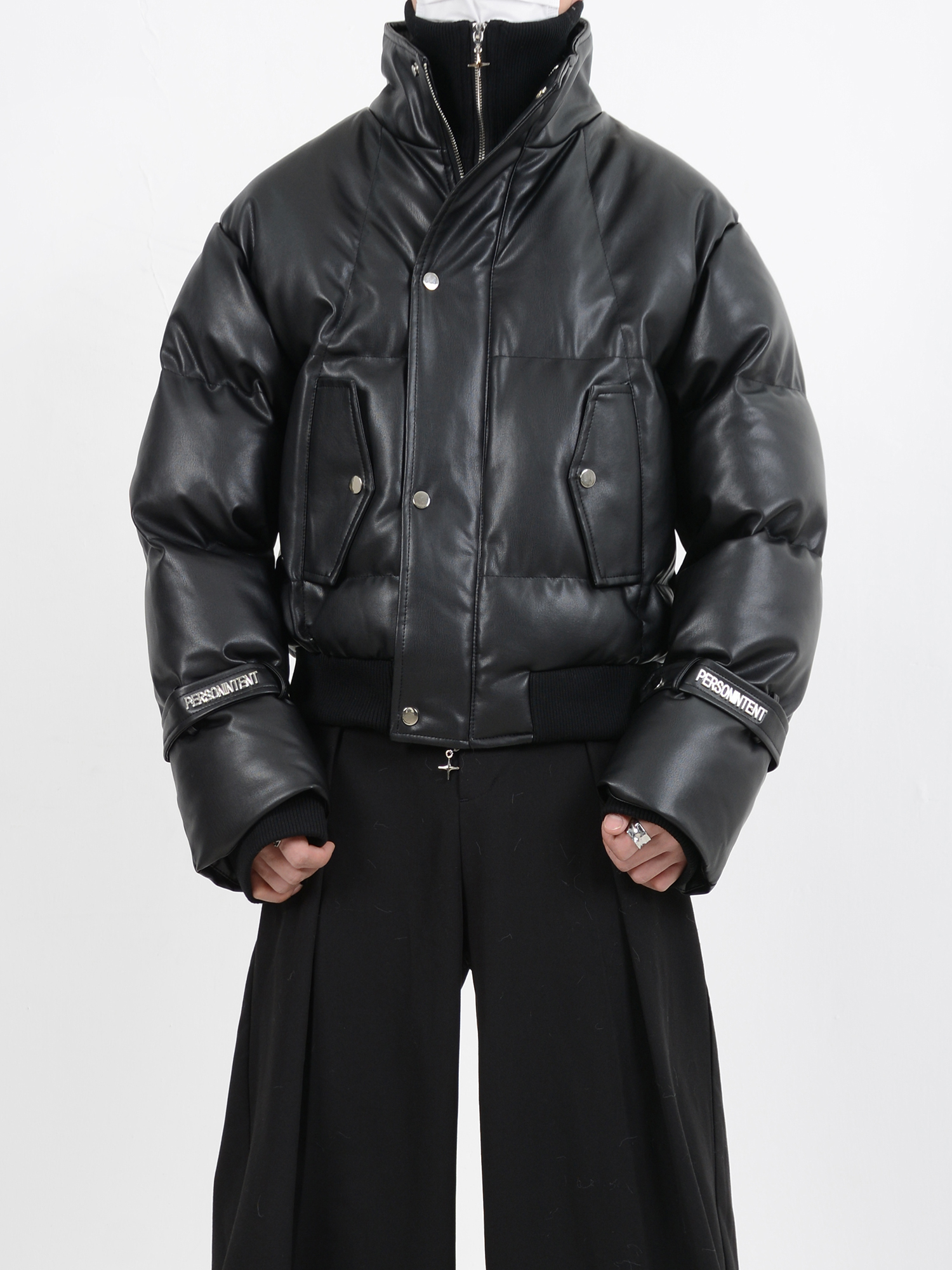 LEATHER DOUBLE PUFFER JACKET