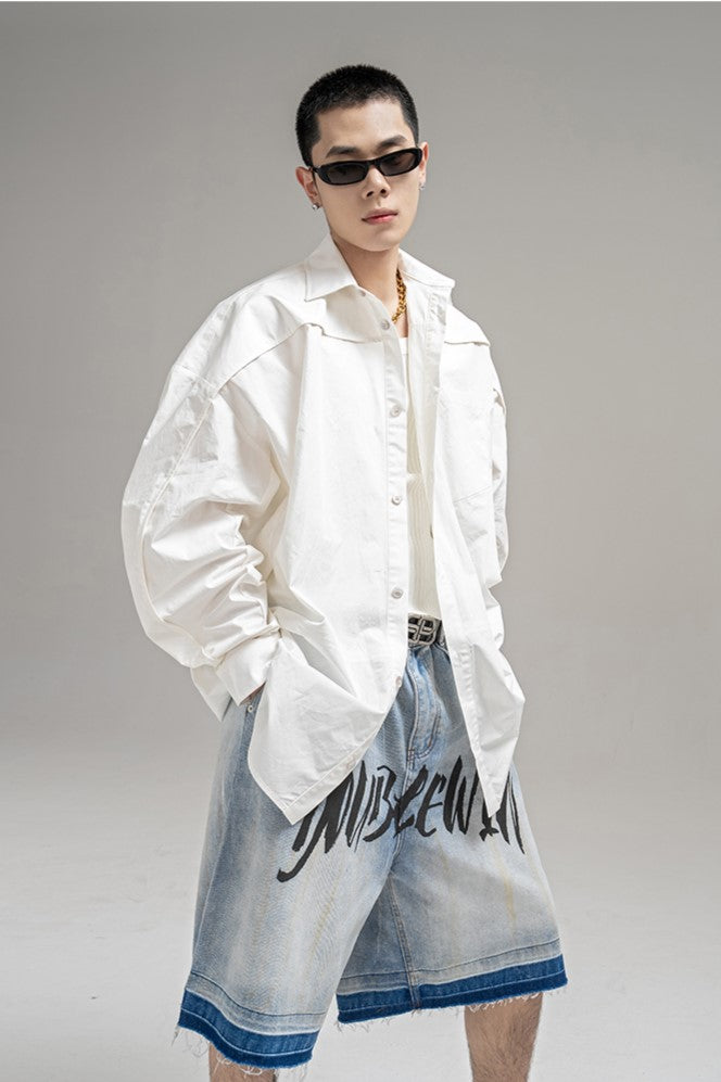 OMBRE GRAPHIC DENIM SHORTS