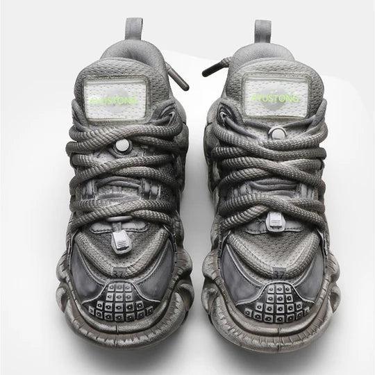 GRAY SILVER DULL COLOR WIDE SNEAKERS