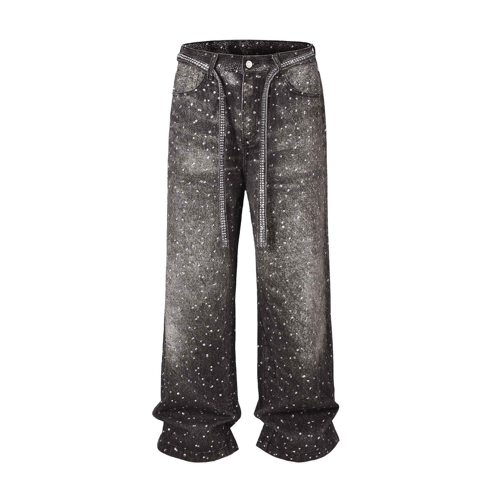 RHINESTONES DENIM PANTS