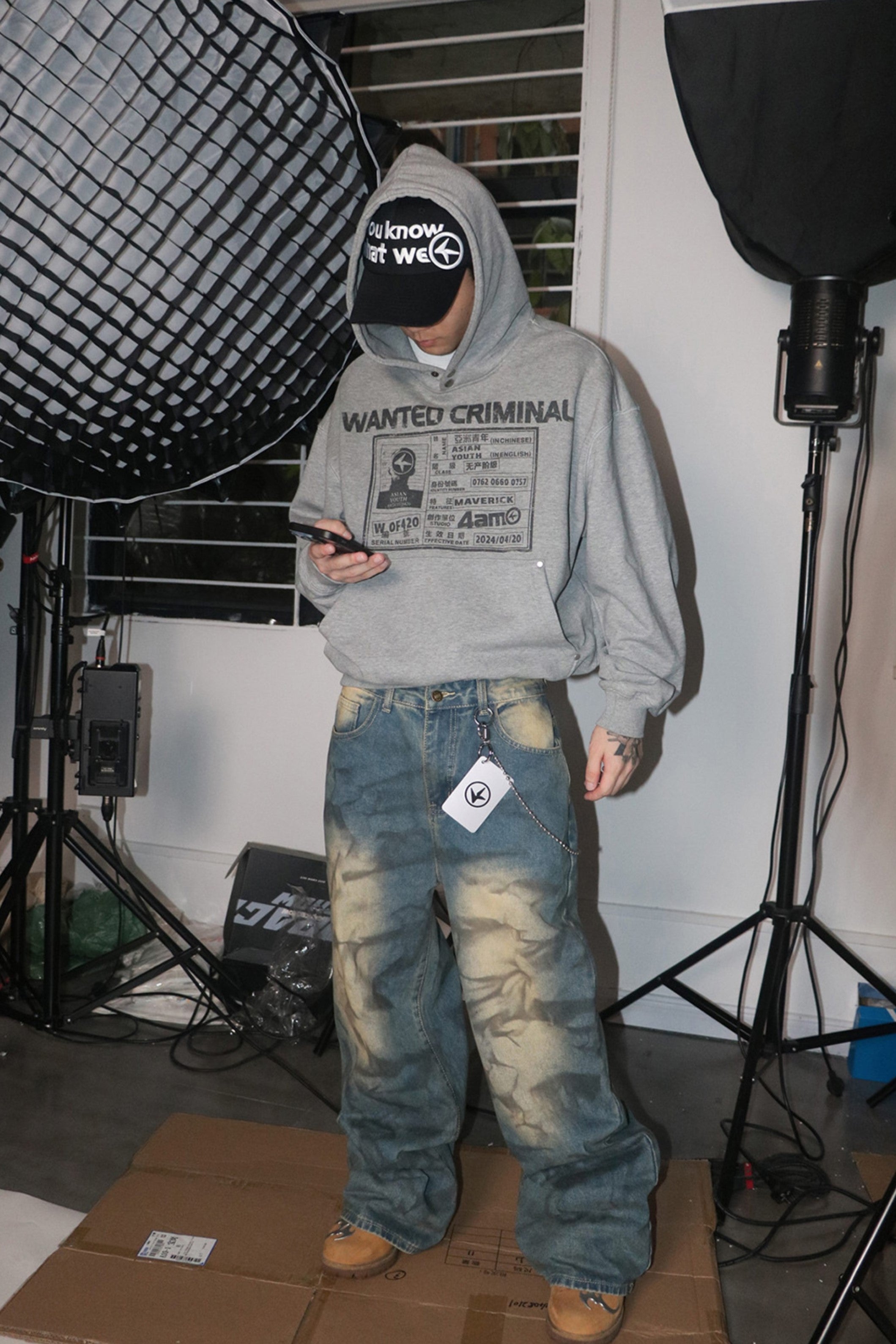 SMUDGE FADE BAGGY DENIM PANTS