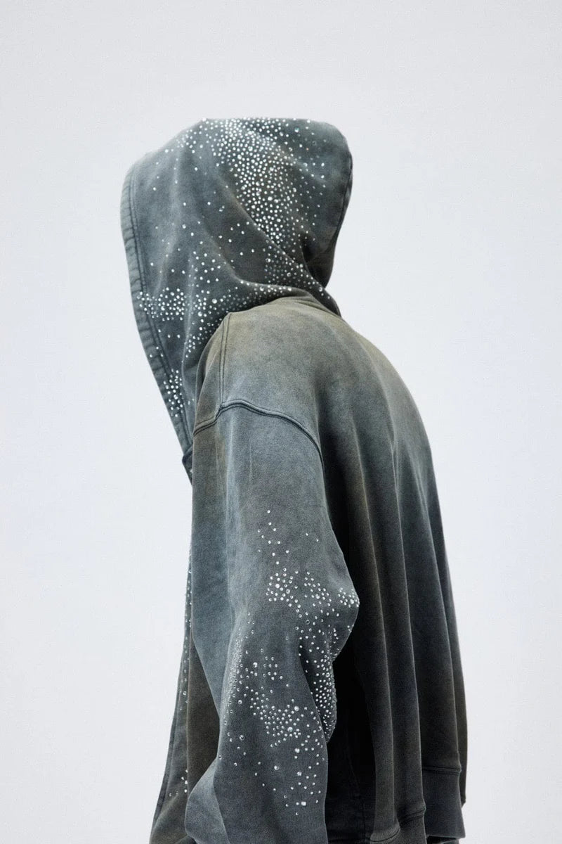 RHINESTONES ZIP-UP HOODIE