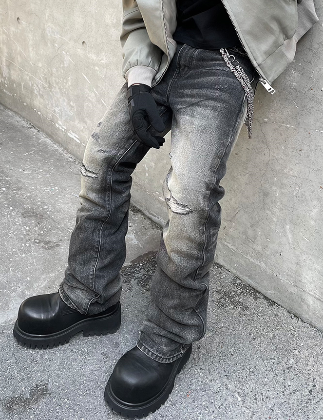 RUGGED DAMAGE DENIM PANTS