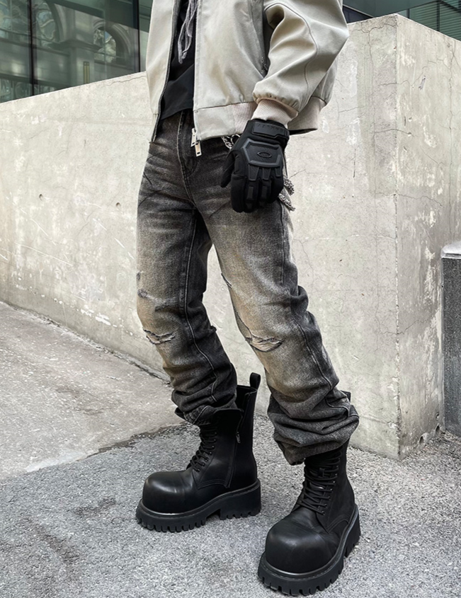 RUGGED DAMAGE DENIM PANTS