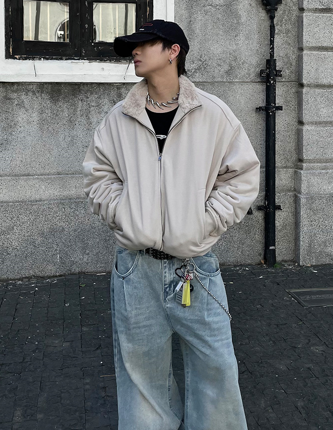 VELVET STAND COLLAR JACKET