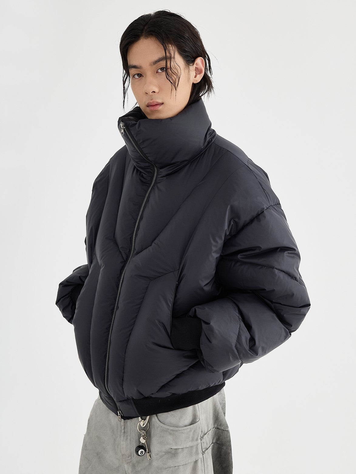 HIGH NECK CROPPED PUFFER JACKET