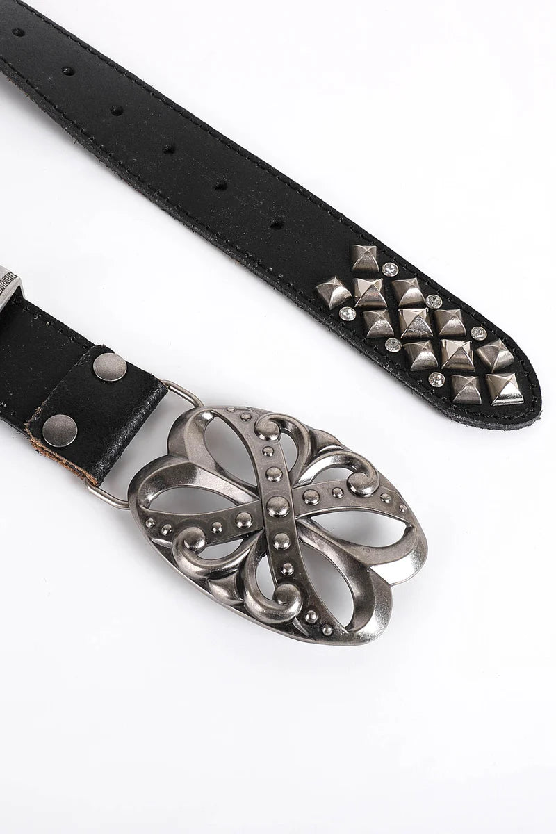 HIGHEND RHINESTONES BACKLE LEATHER BELT
