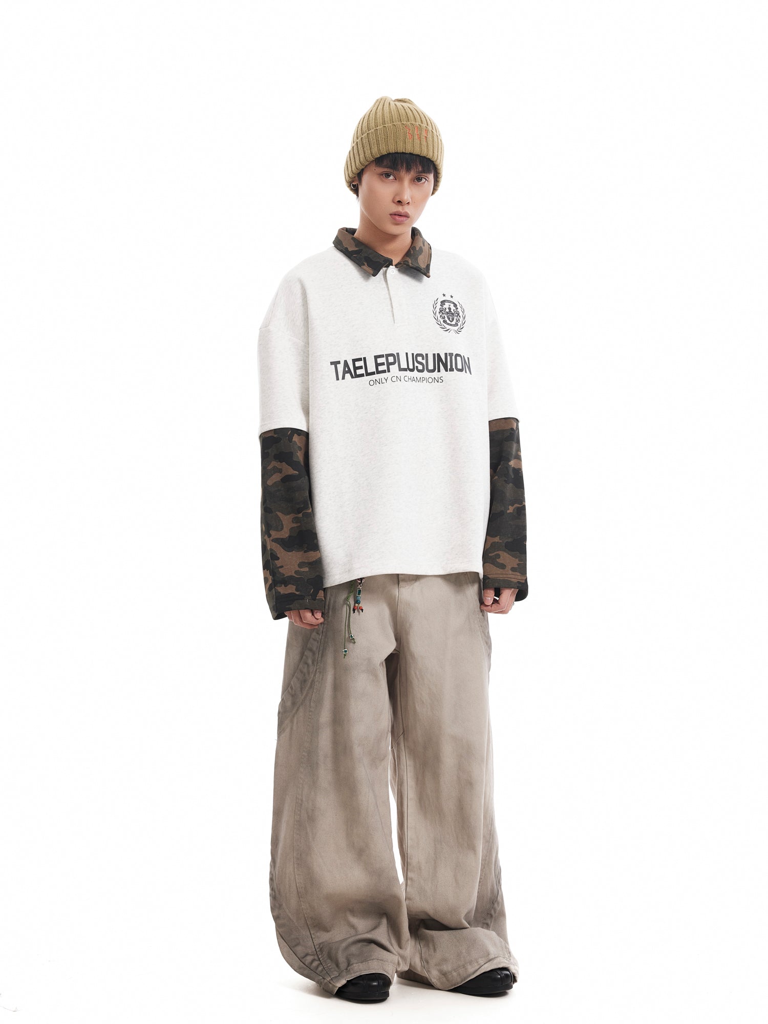 WASHED DECON WIDE DENIM PANTS