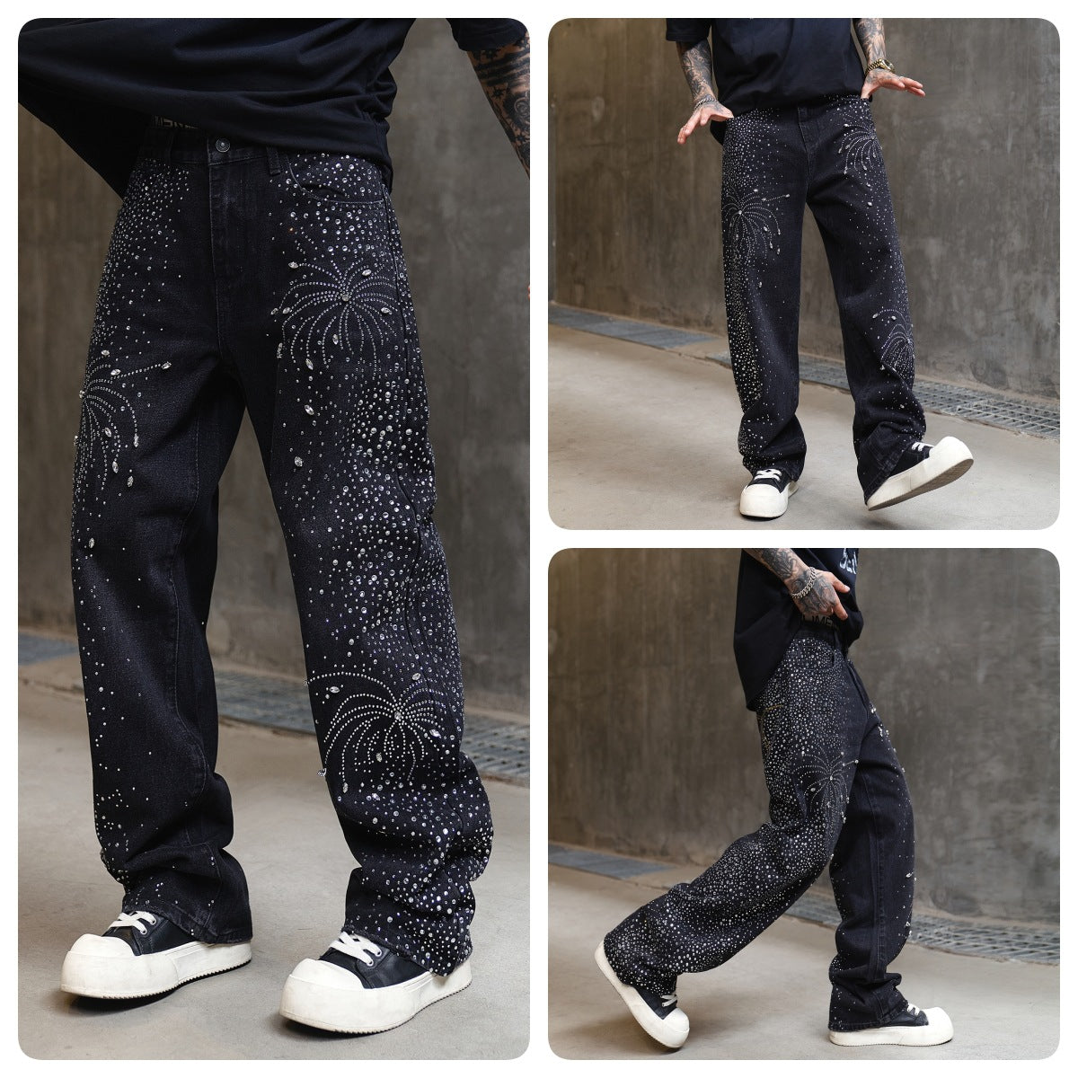 BLOSSOM RHINESTONES DENIM