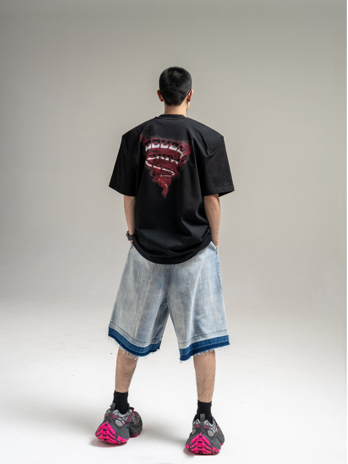 OMBRE GRAPHIC DENIM SHORTS