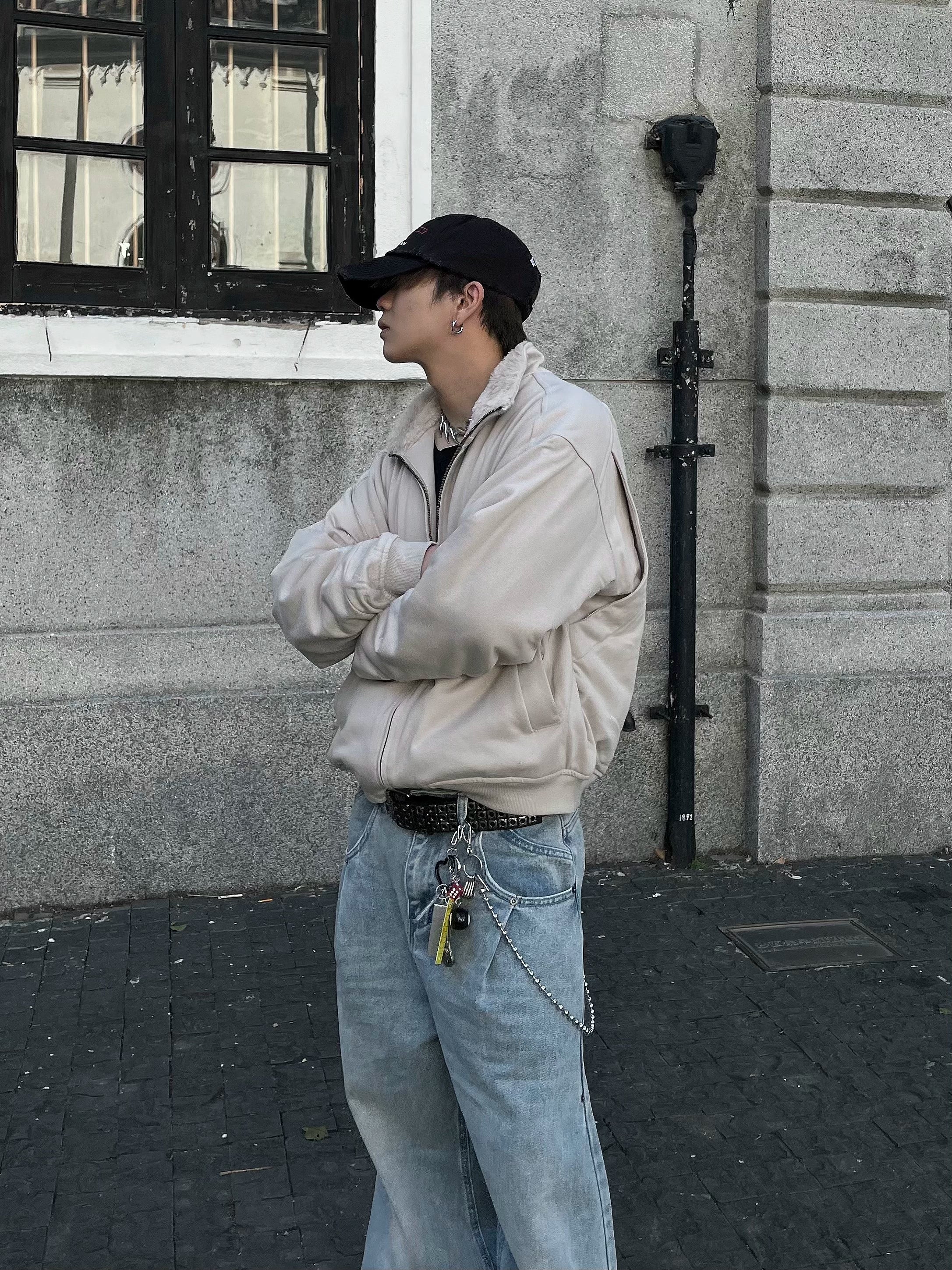 VELVET STAND COLLAR JACKET