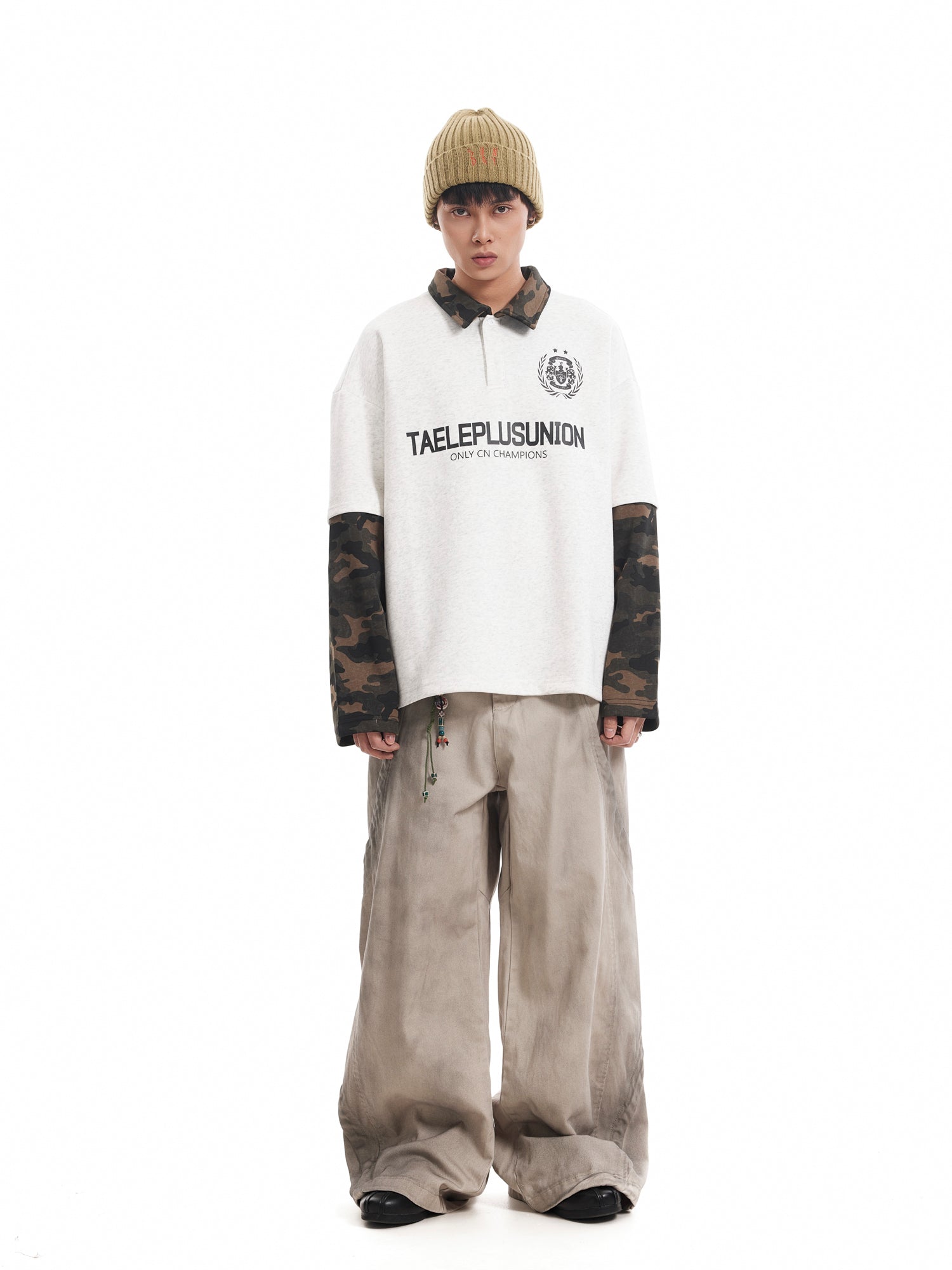 WASHED DECON WIDE DENIM PANTS