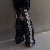 LEATHER STUD WIDE PANTS