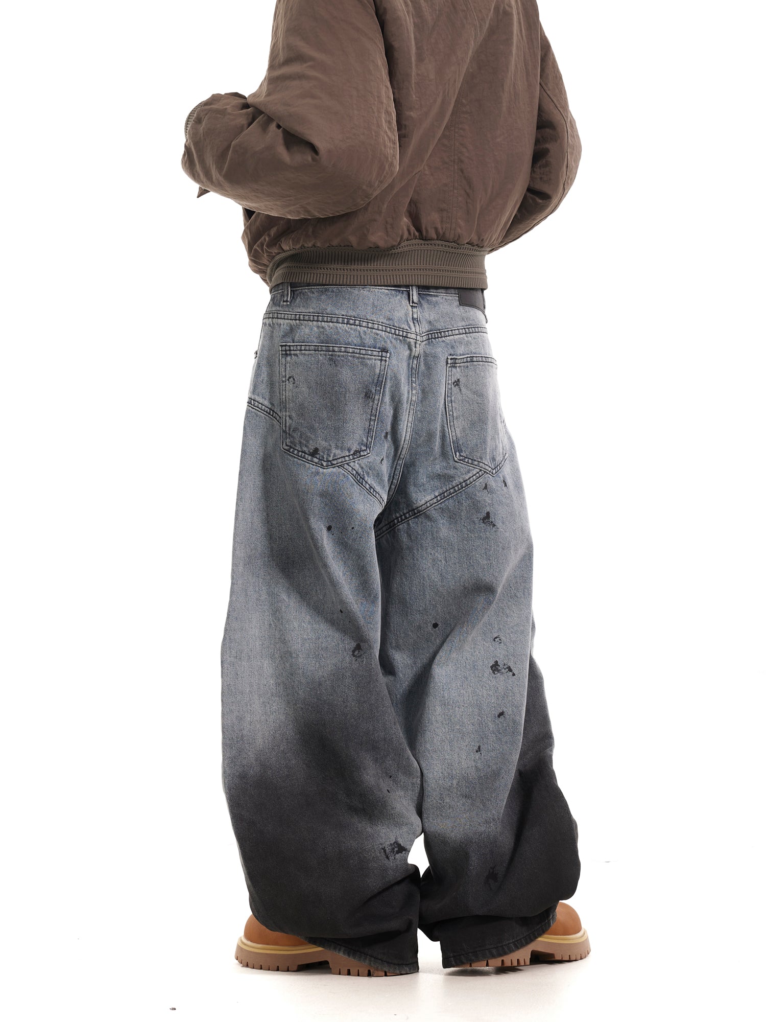 SPLASH WASHED BAGGY DENIM PANTS
