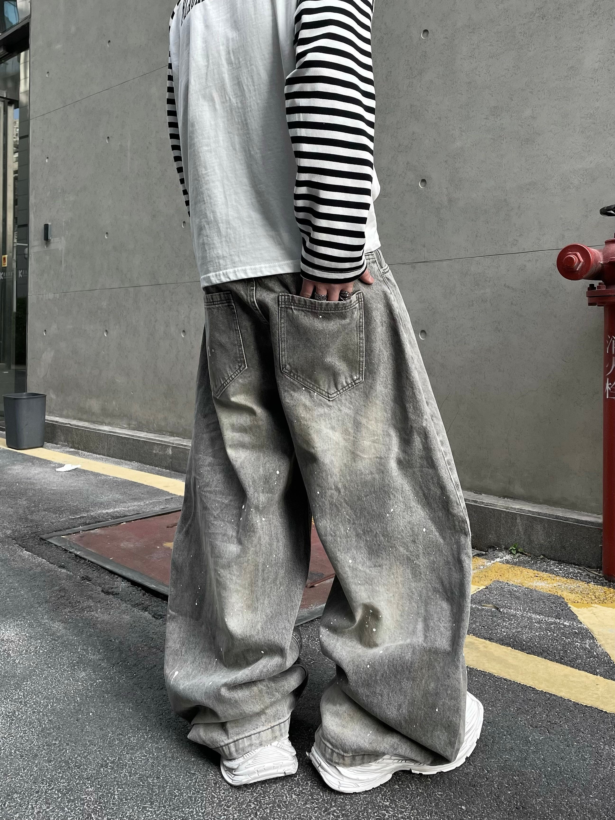 PAINT SPLASH BAGGY DENIM PANTS