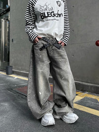 SPECKLE BAGGY DENIM