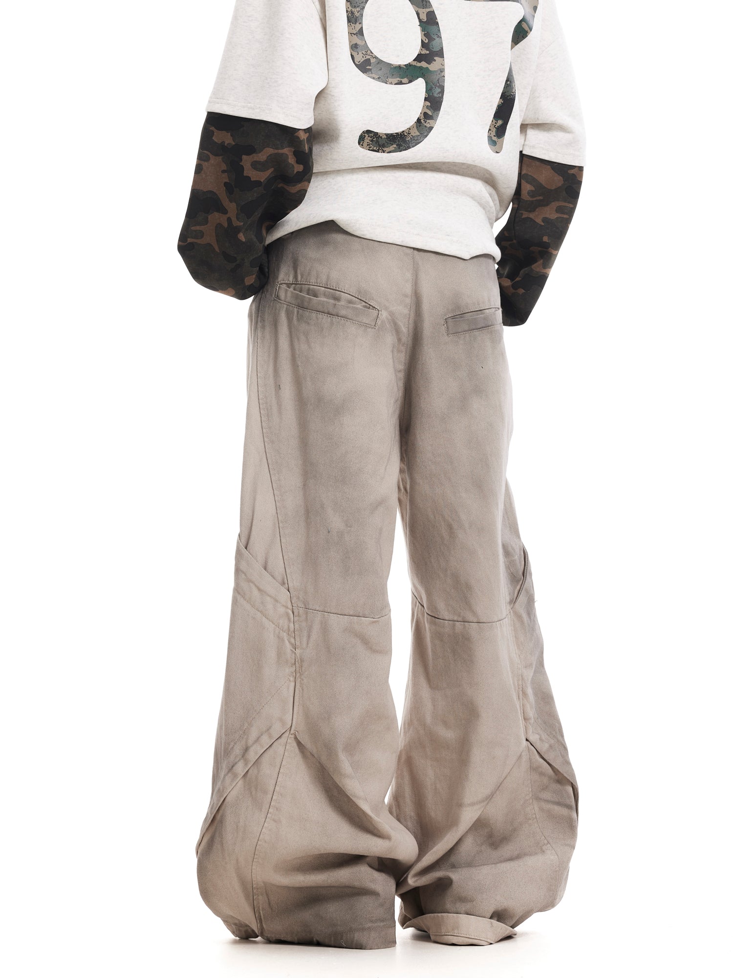 WASHED DECON WIDE DENIM PANTS