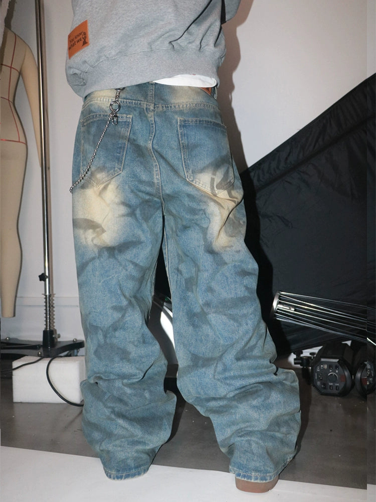 SMUDGE FADE BAGGY DENIM PANTS
