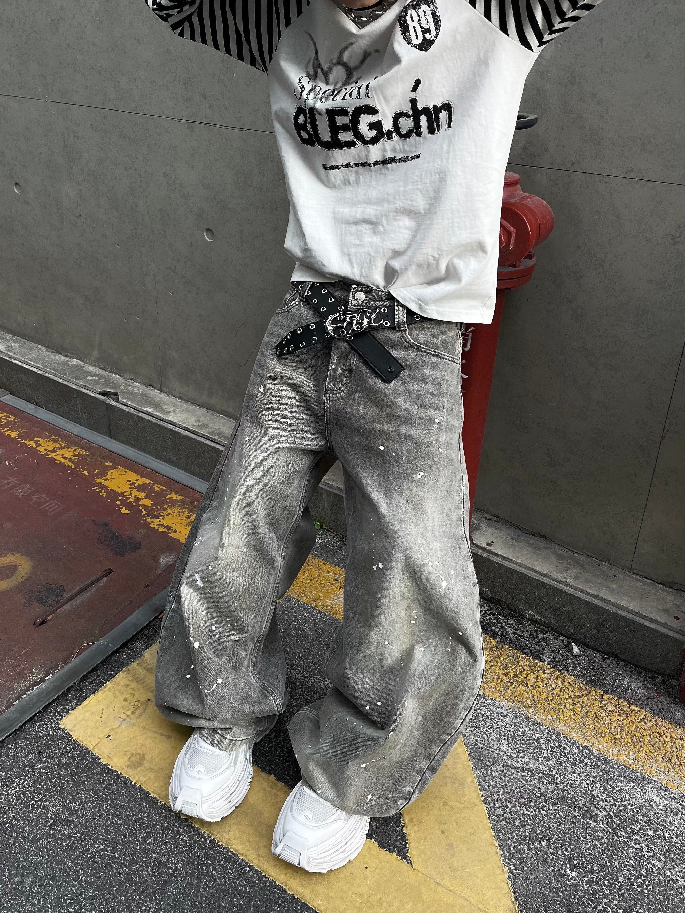 PAINT SPLASH BAGGY DENIM PANTS