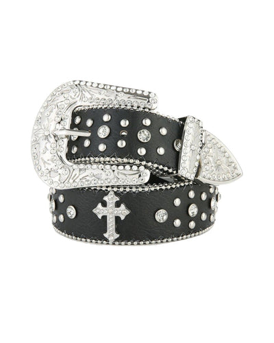 CROSS RHINESTONE WESTERN BELT