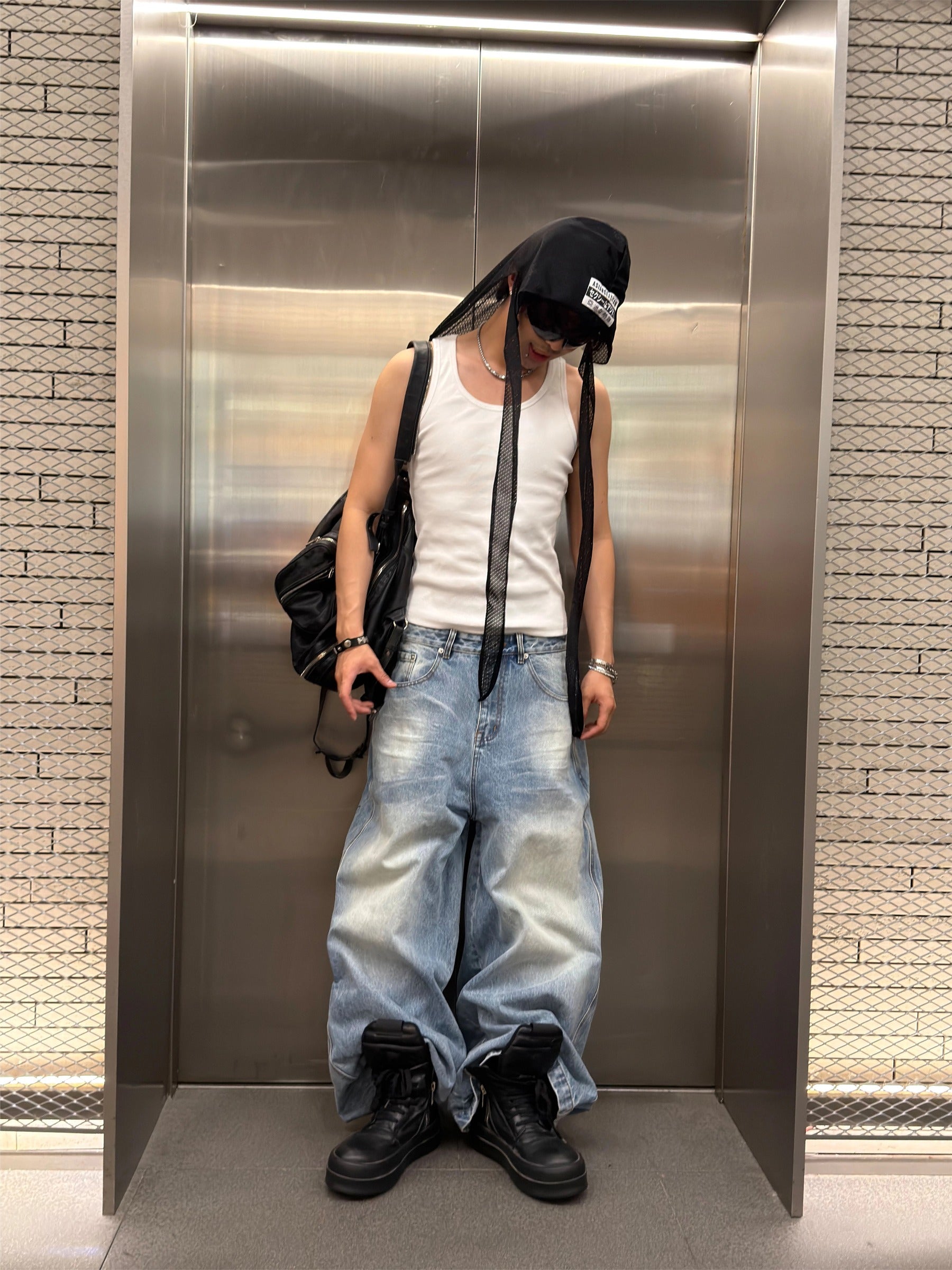 TOKYO DRAGON EMBROIDERY BAGGY DENIM