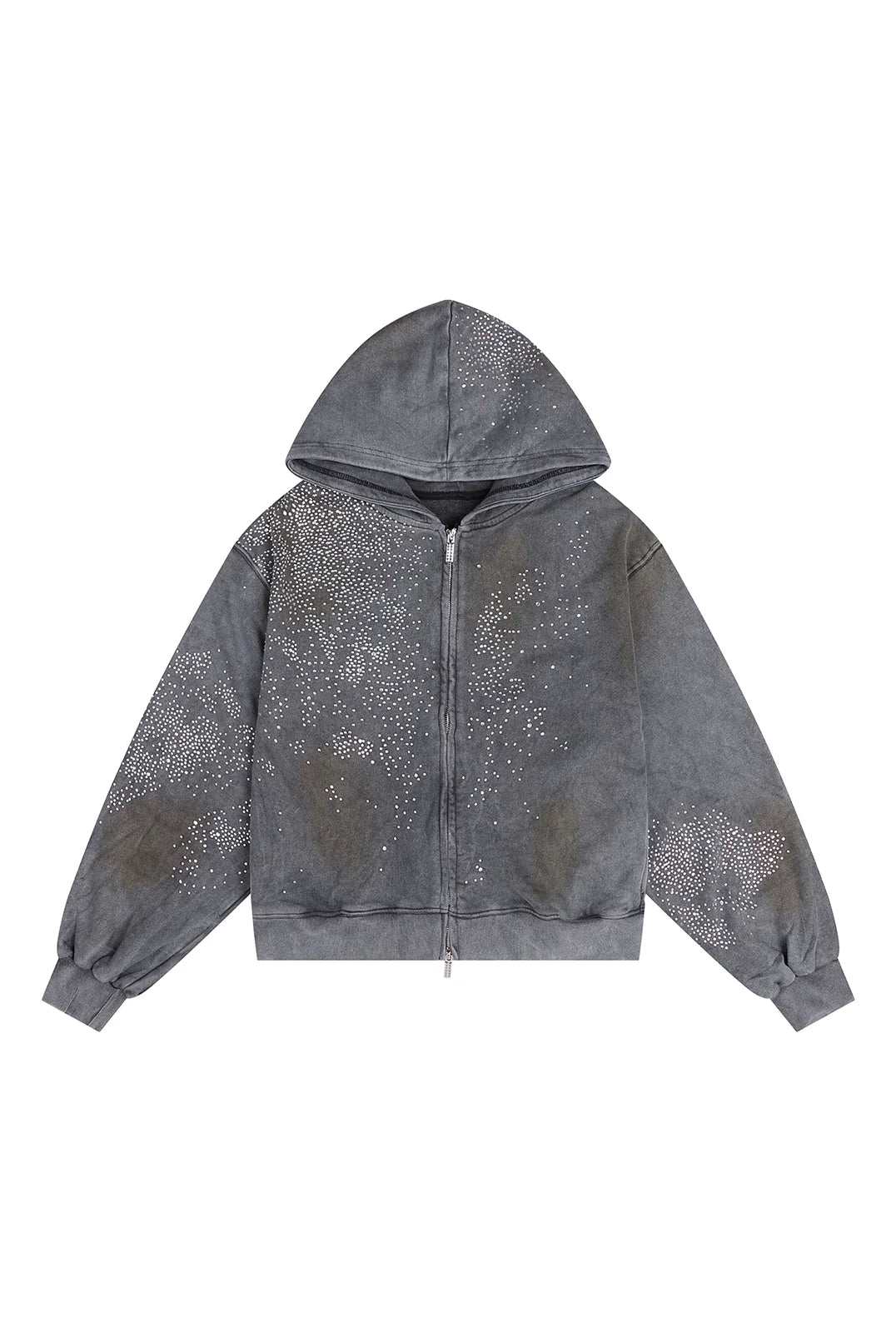 RHINESTONES ZIP-UP HOODIE