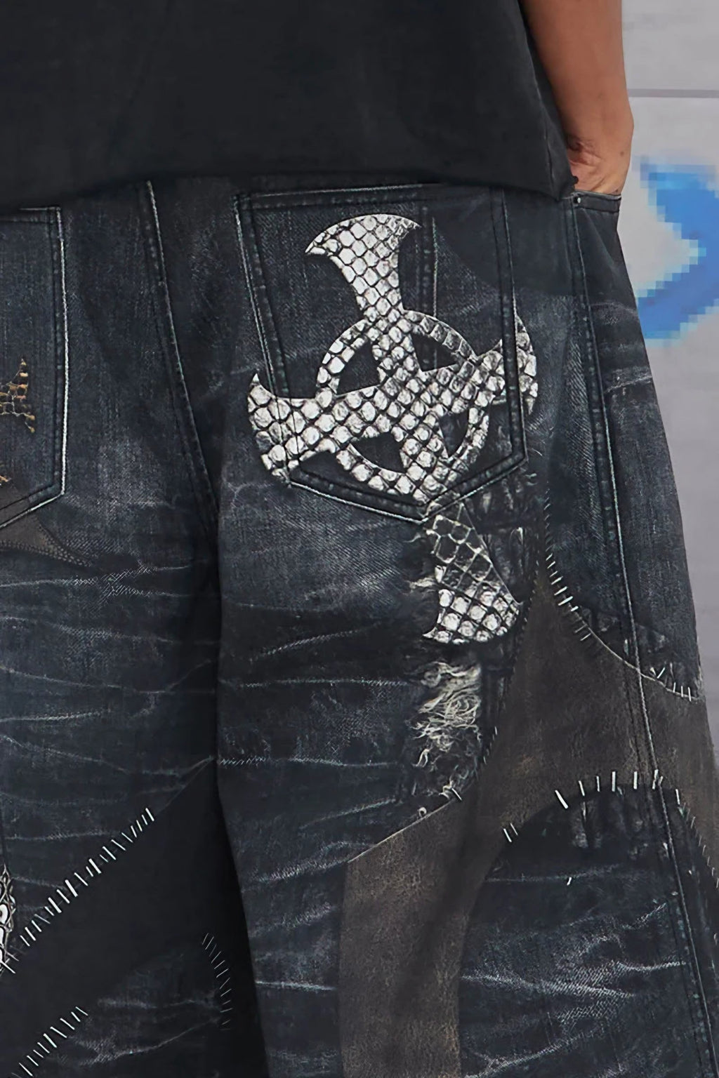 CROC CROSS BERMUDA DENIM SHORTS