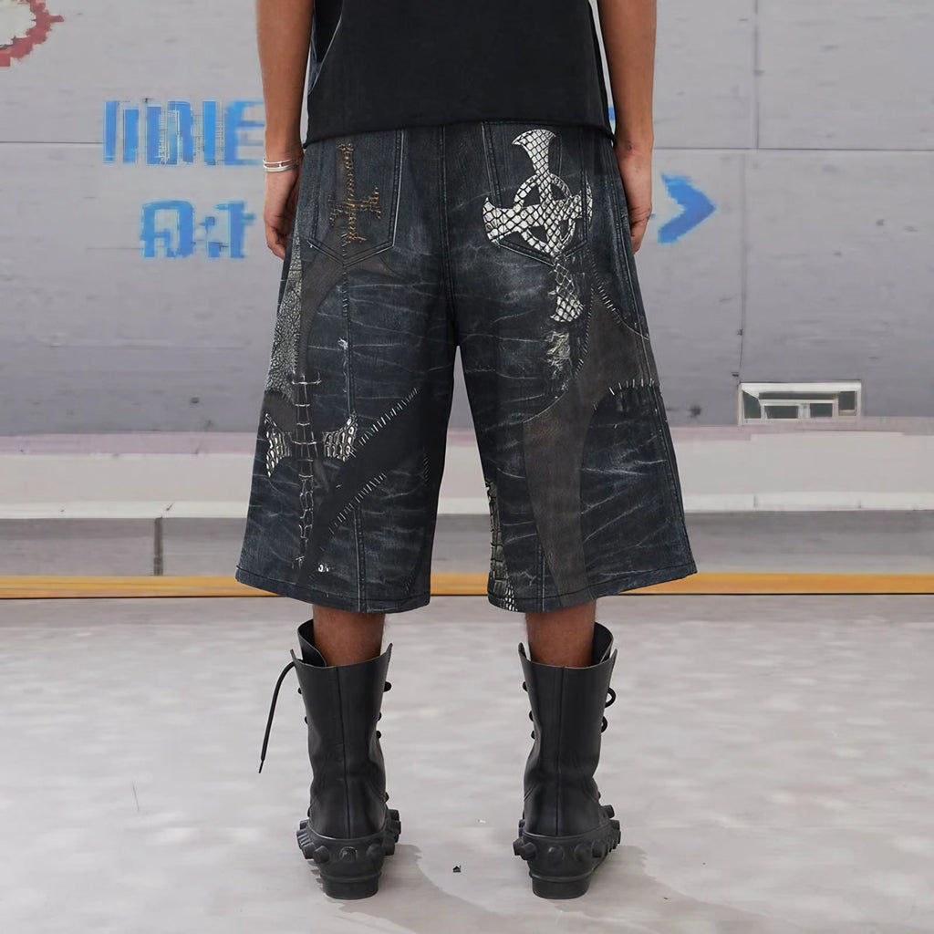 CROC CROSS BERMUDA DENIM SHORTS