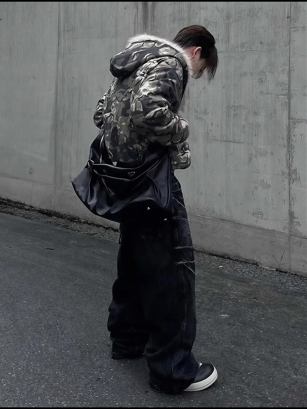 CAMO HOOD FUR JACKET