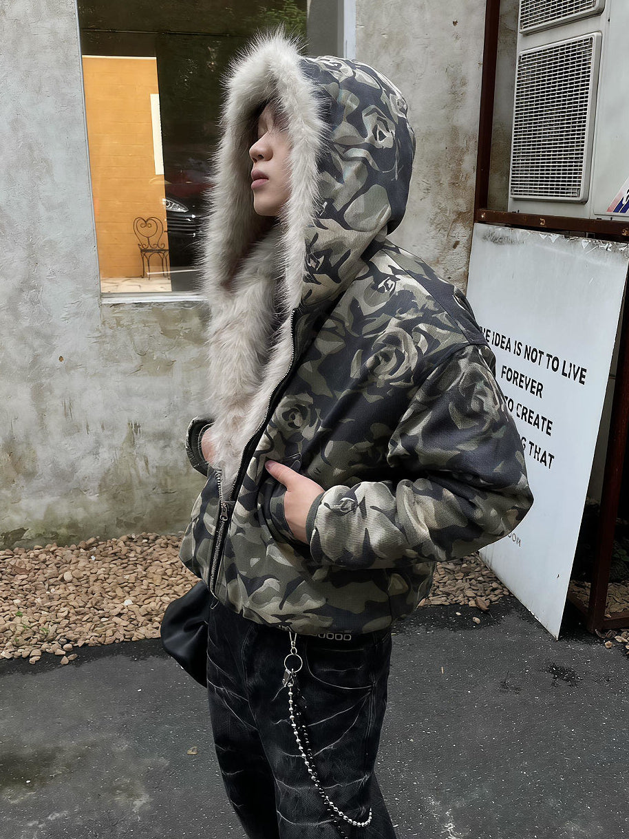 CAMO HOOD FUR JACKET – Hakenhertz