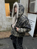 CAMO HOOD FUR JACKET