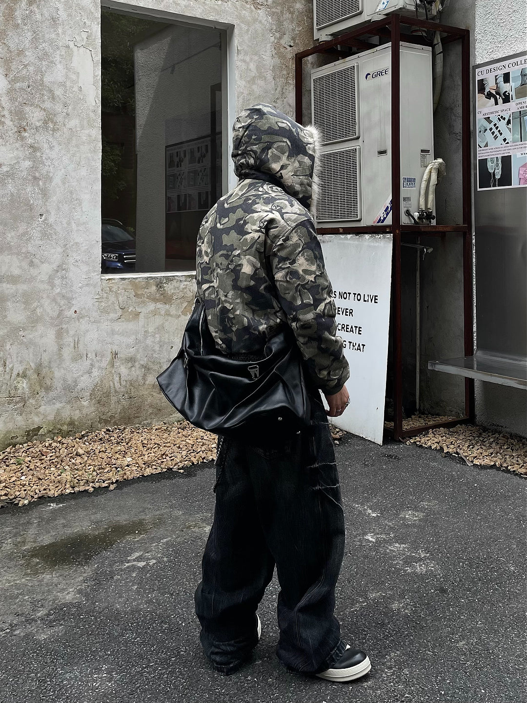 CAMO HOOD FUR JACKET