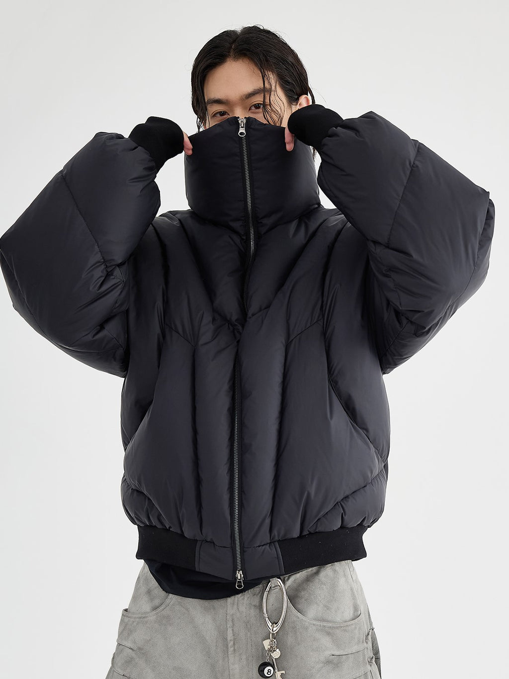 HIGH NECK CROPPED PUFFER JACKET