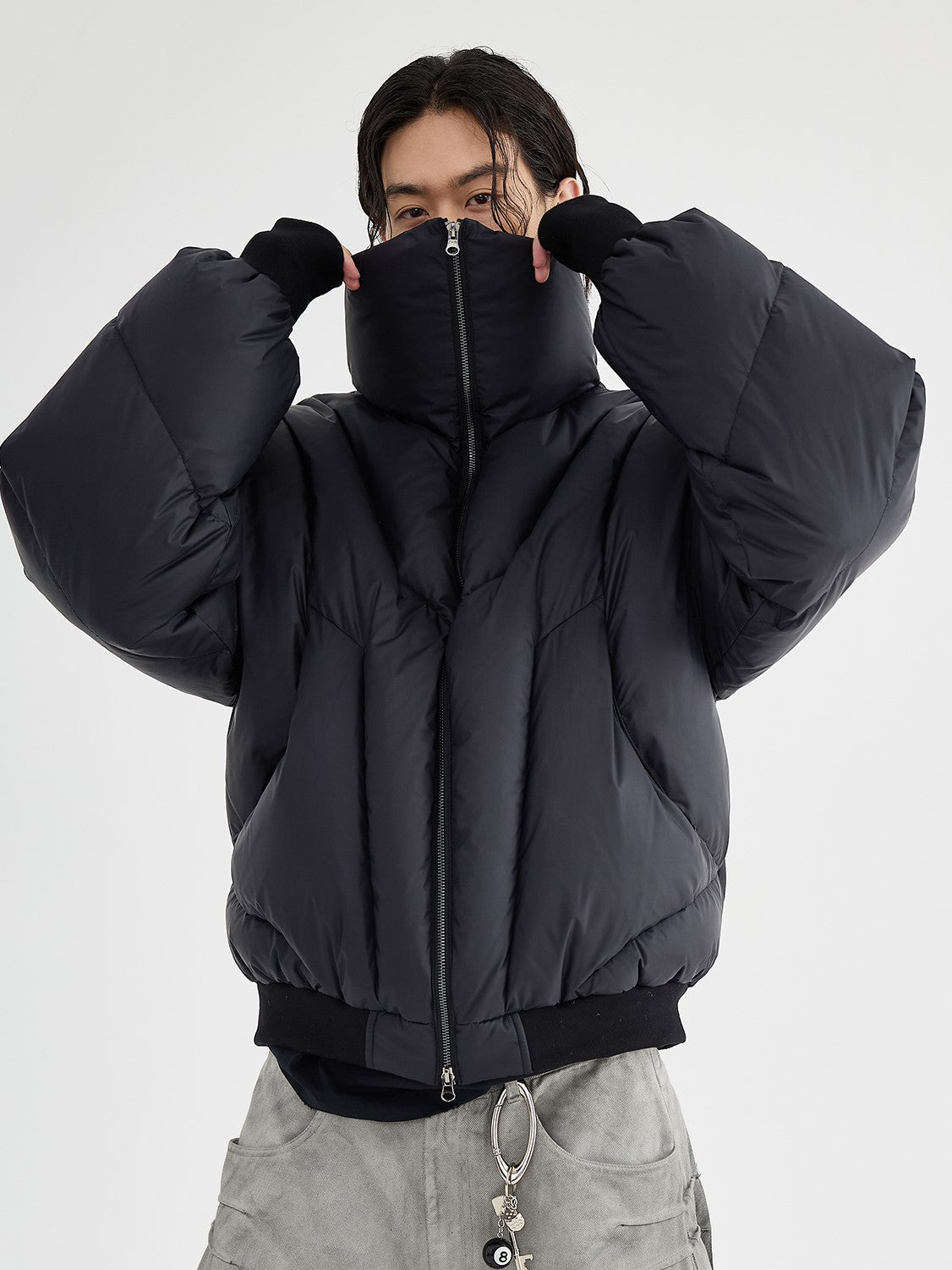 HIGH NECK CROPPED PUFFER JACKET